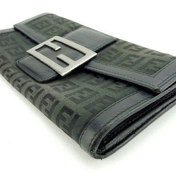 Authentic Fendi Wallet Purse Long Wallet Zucchino Black Black Woman - Picture 4 of 6